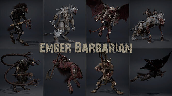 Ember Barbarian Low-poly 3D model