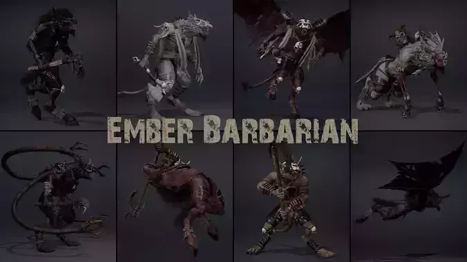 Ember Barbarian Low-poly 3D model
