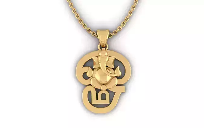 OM With God Ganesh Pendant