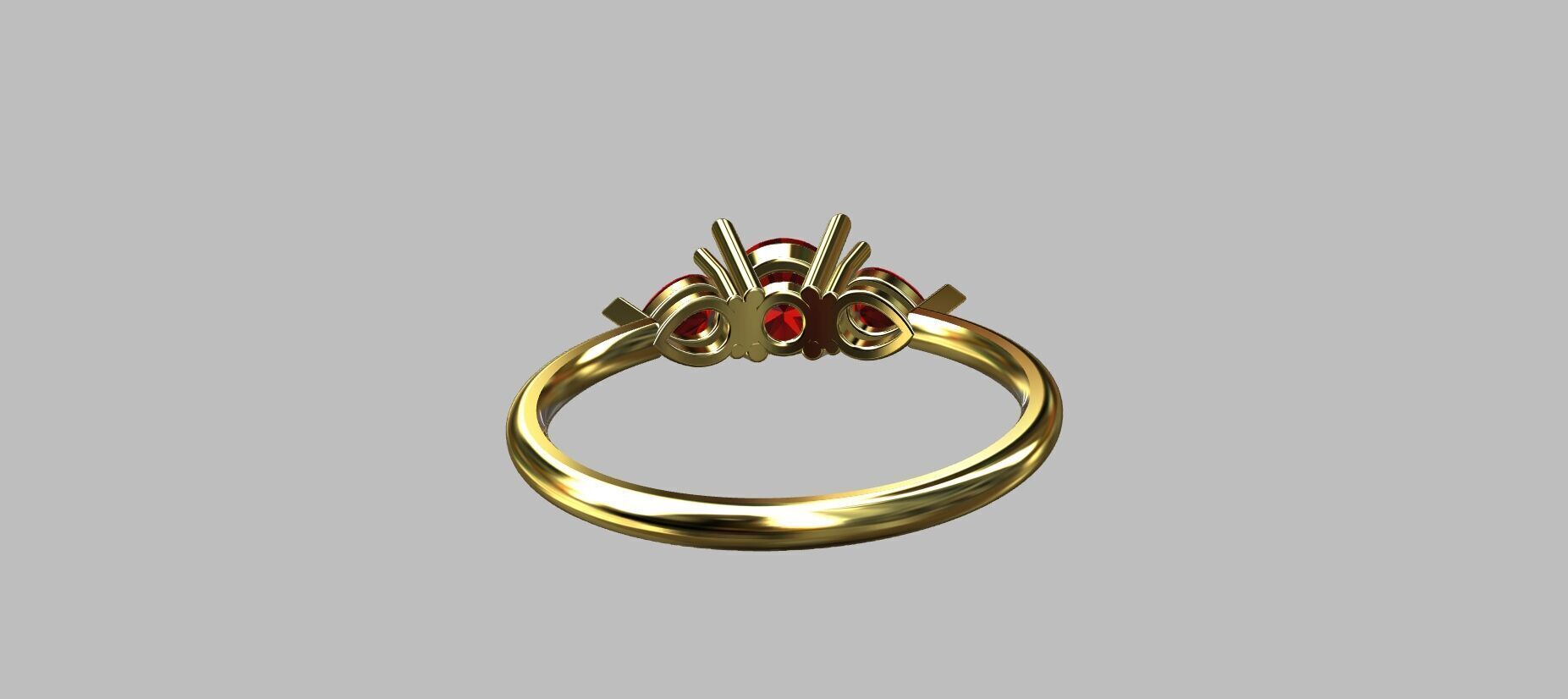 Round Gemstone Ring 3D print model_5
