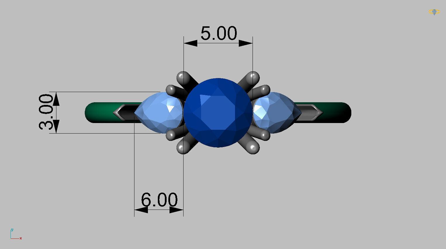 Round Gemstone Ring 3D print model_10