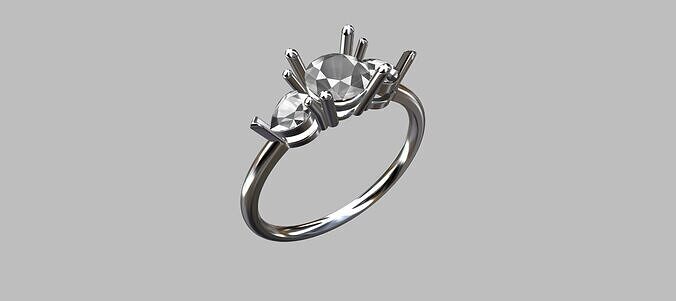 Round Stone Ring 3D print model