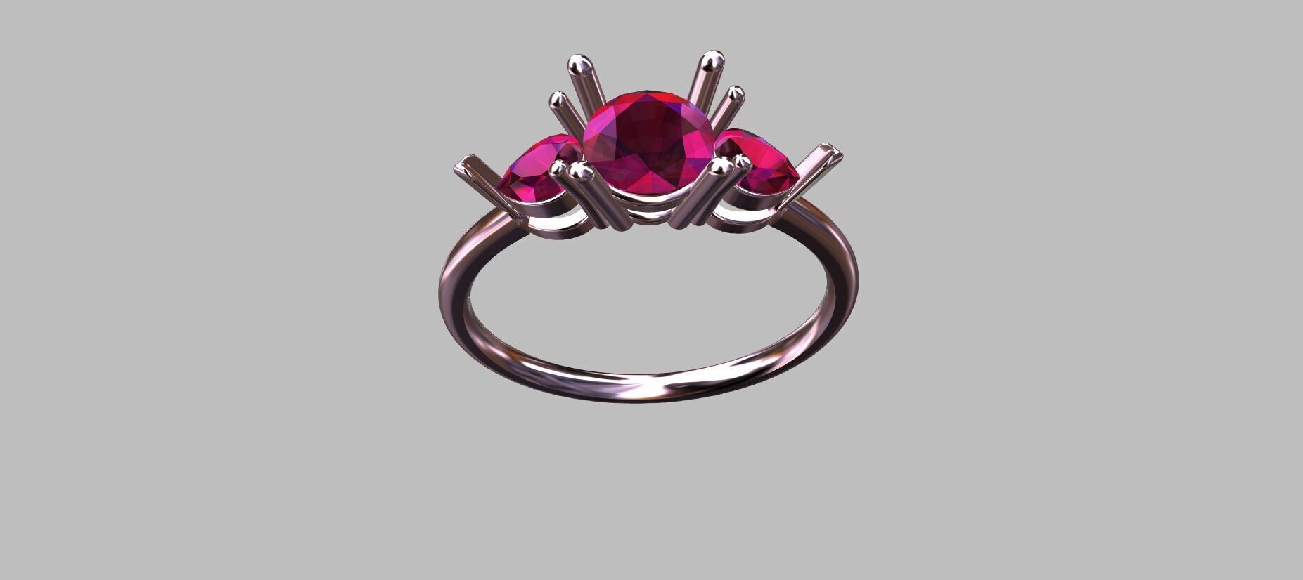 Round Gemstone Ring 3D print model_9