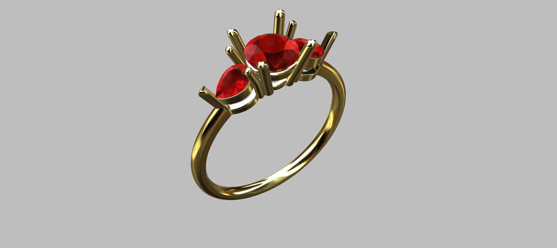 Round Gemstone Ring 3D print model_4