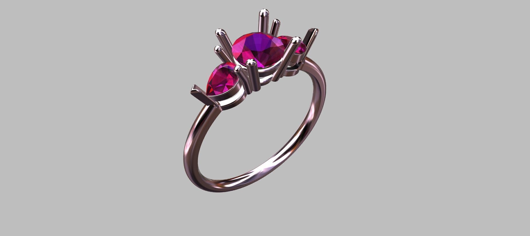 Round Gemstone Ring 3D print model_7