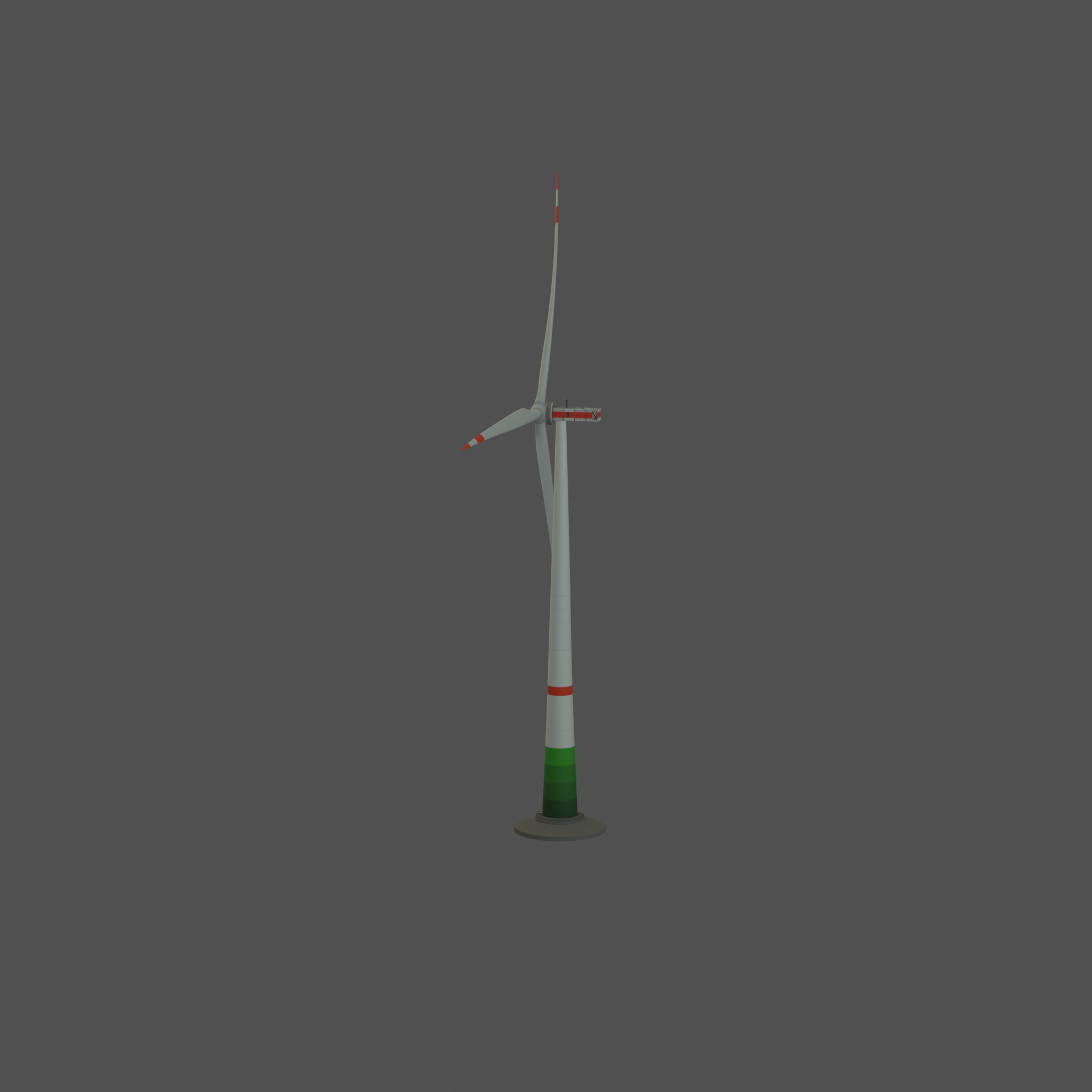 Wind turbine E1 H-132 RD 172 m with animation and Foundation Low-poly 3D model_38