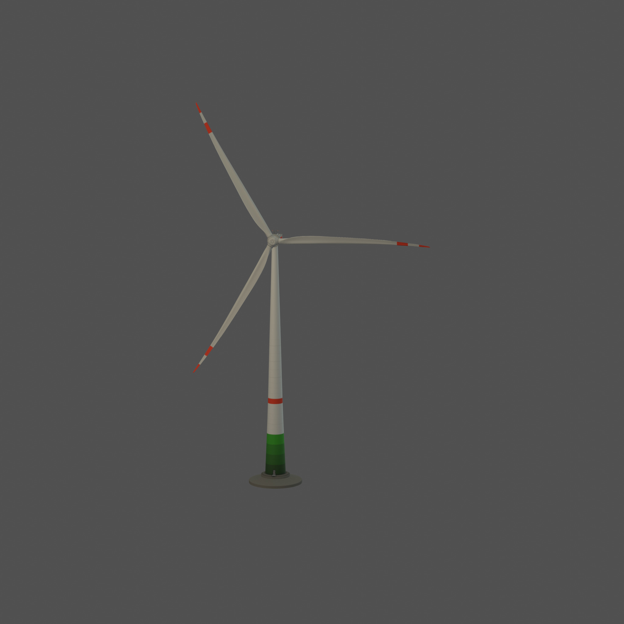 Wind turbine E1 H-132 RD 172 m with animation and Foundation Low-poly 3D model_27
