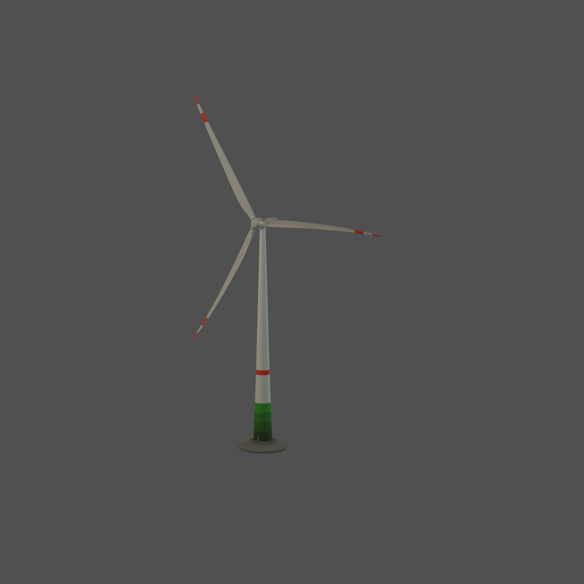 Wind turbine E1 H-132 RD 172 m with animation and Foundation Low-poly 3D model_37