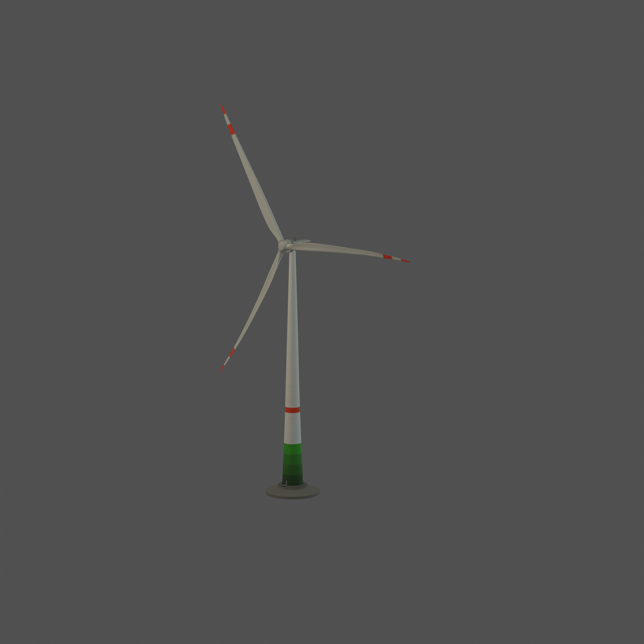 Wind turbine E1 H-132 RD 172 m with animation and Foundation Low-poly 3D model_58