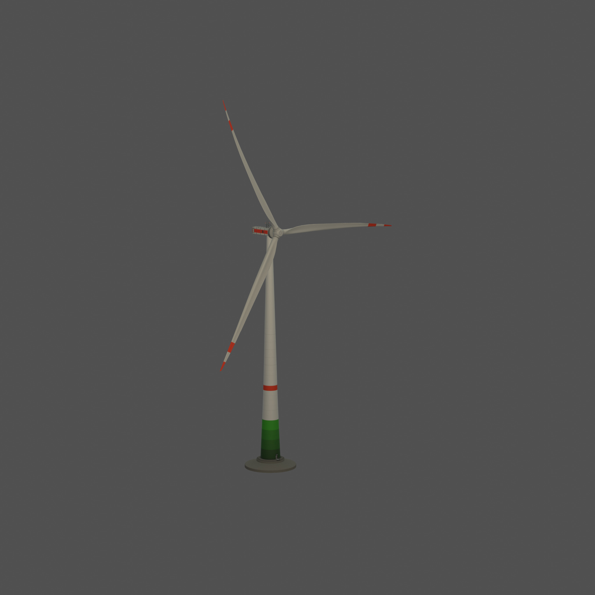 Wind turbine E1 H-132 RD 172 m with animation and Foundation Low-poly 3D model_48