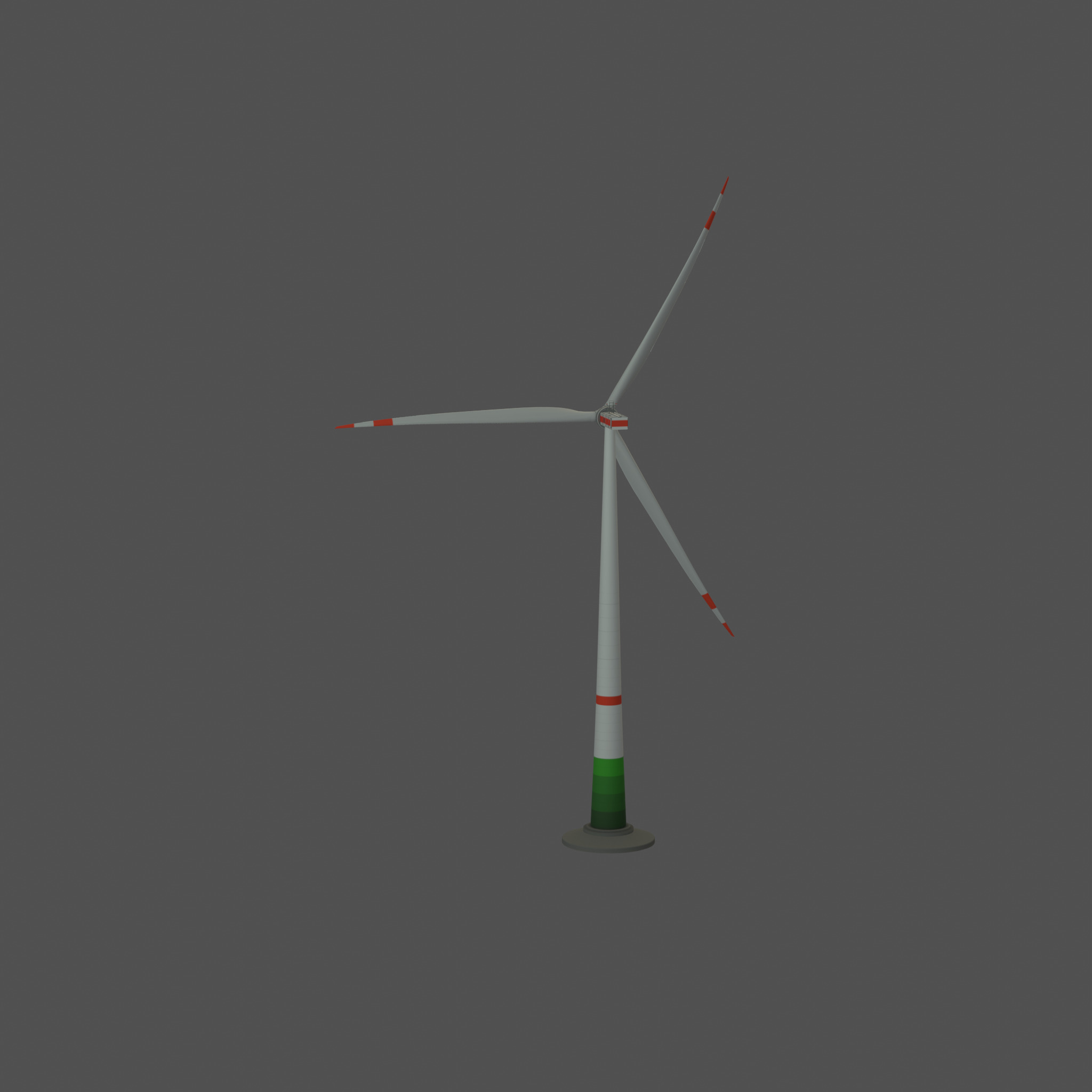 Wind turbine E1 H-132 RD 172 m with animation and Foundation Low-poly 3D model_45