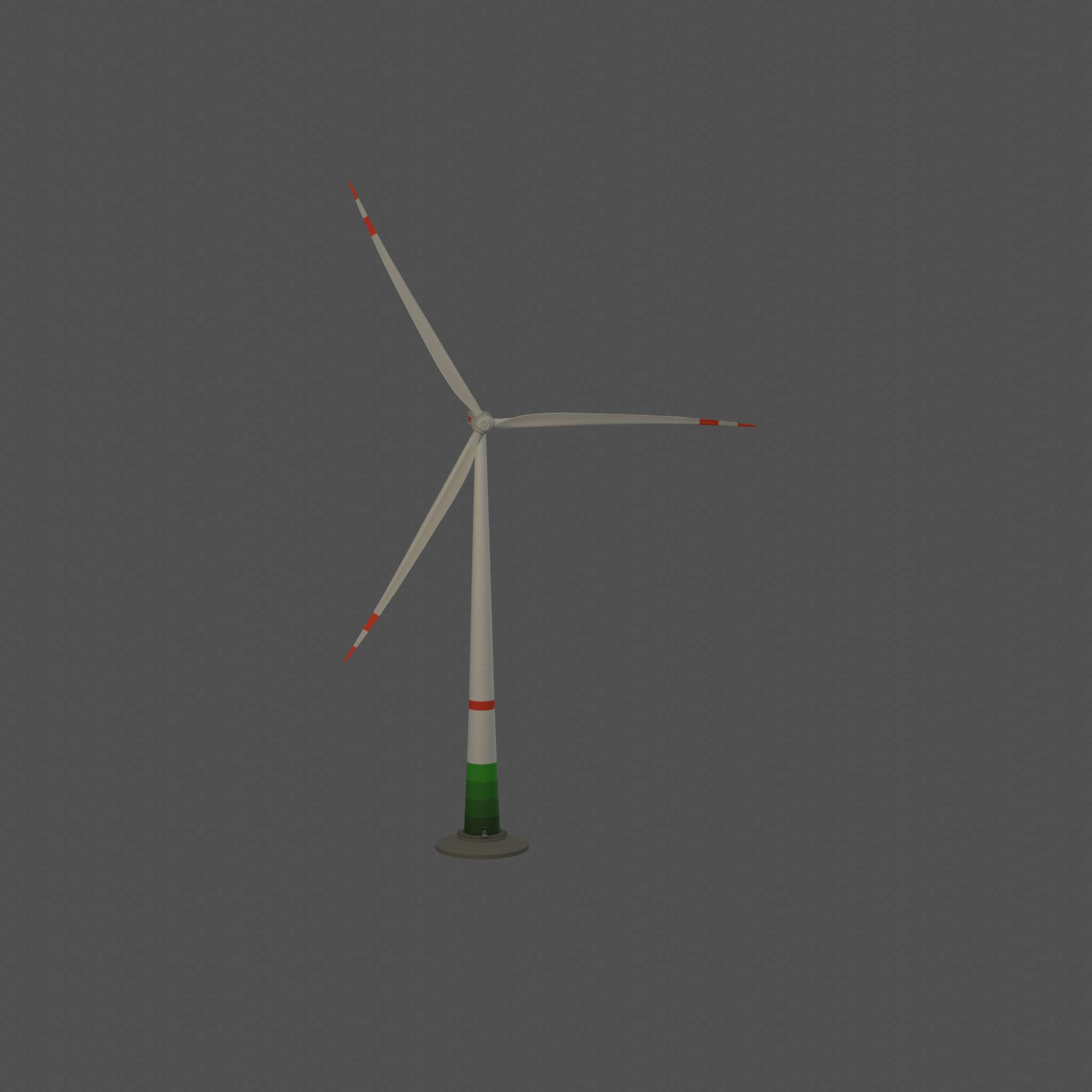 Wind turbine E1 H-132 RD 172 m with animation and Foundation Low-poly 3D model_55