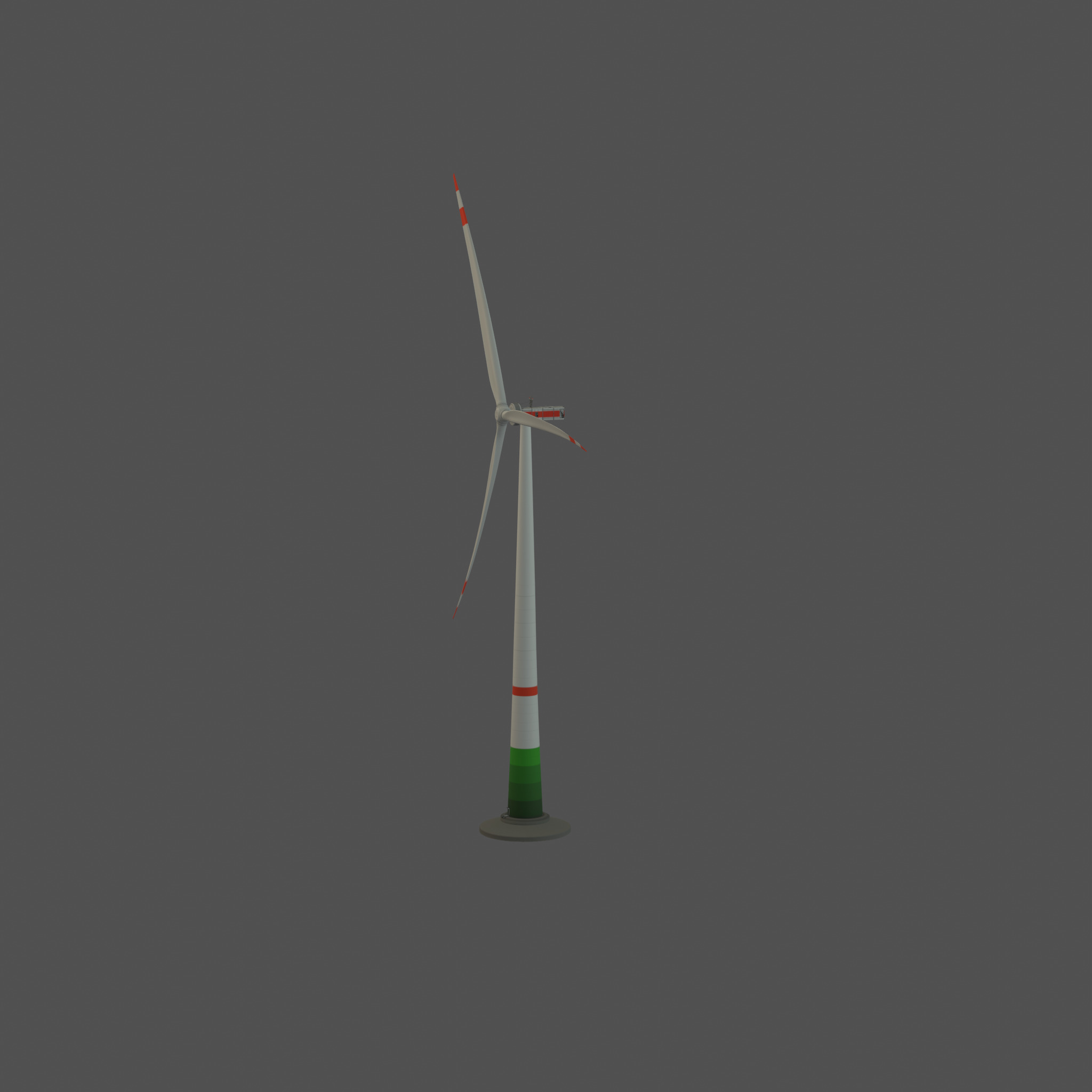 Wind turbine E1 H-132 RD 172 m with animation and Foundation Low-poly 3D model_61