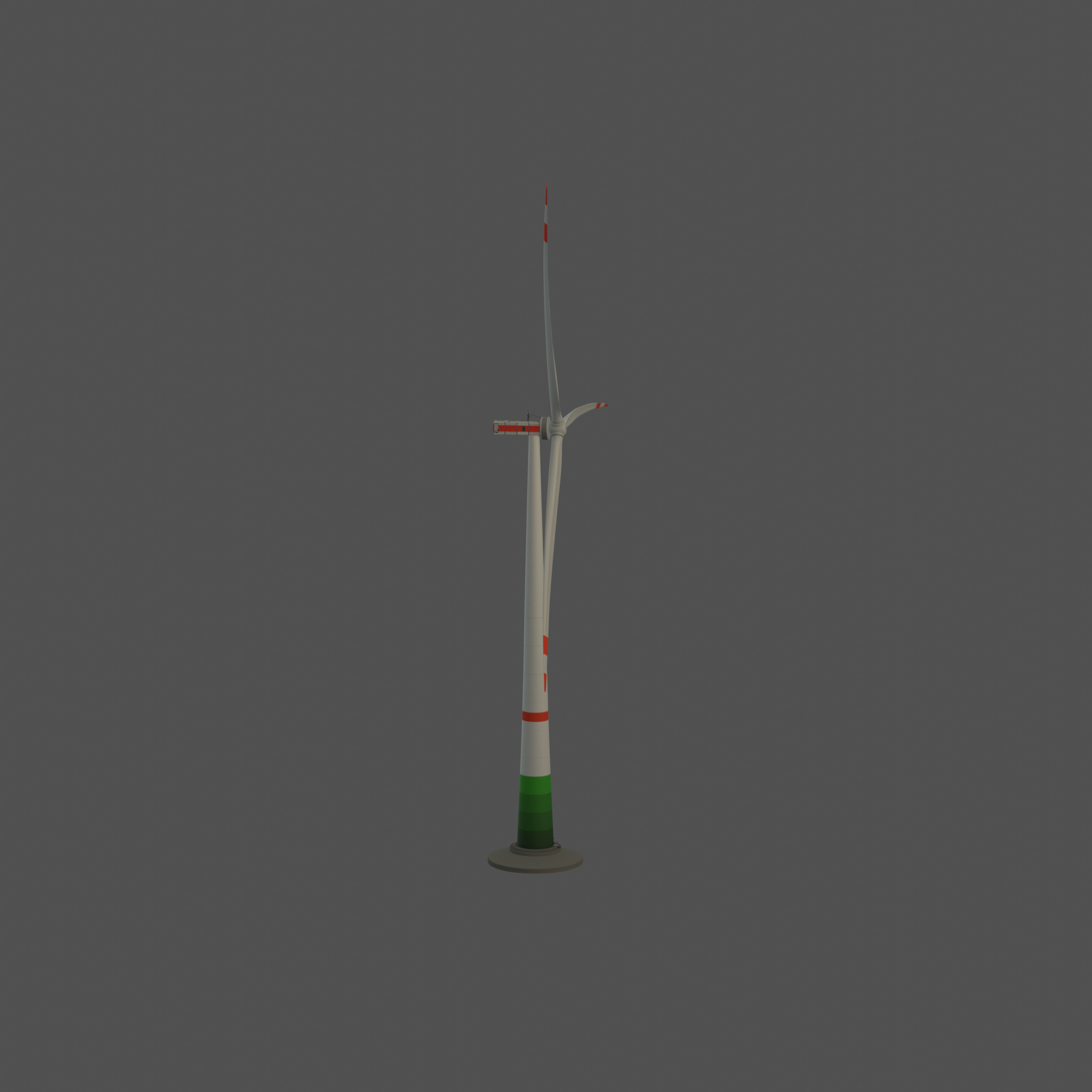 Wind turbine E1 H-132 RD 172 m with animation and Foundation Low-poly 3D model_47