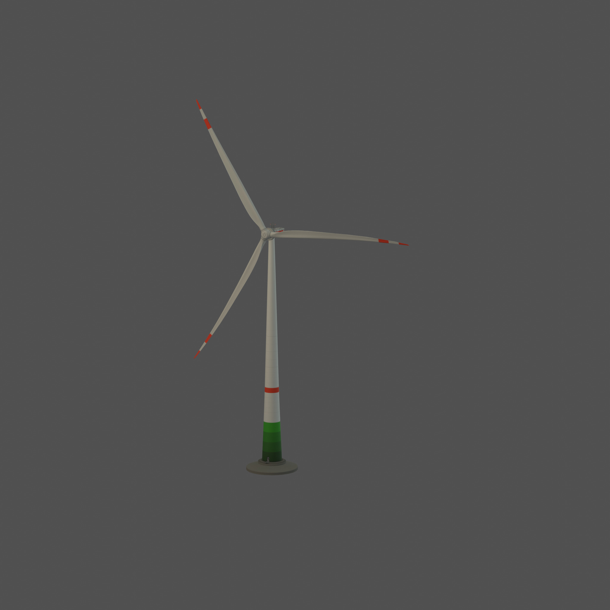 Wind turbine E1 H-132 RD 172 m with animation and Foundation Low-poly 3D model_31