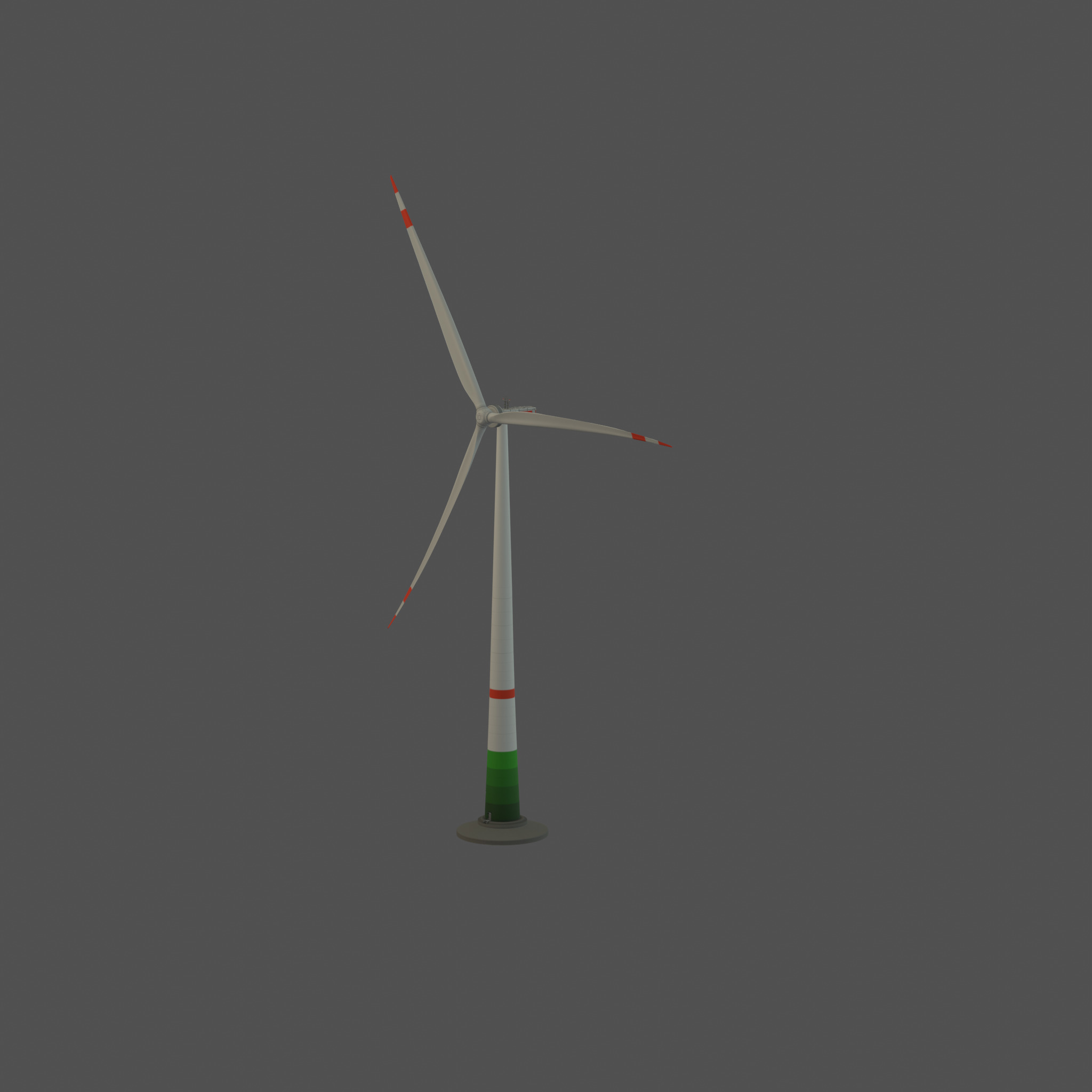 Wind turbine E1 H-132 RD 172 m with animation and Foundation Low-poly 3D model_46