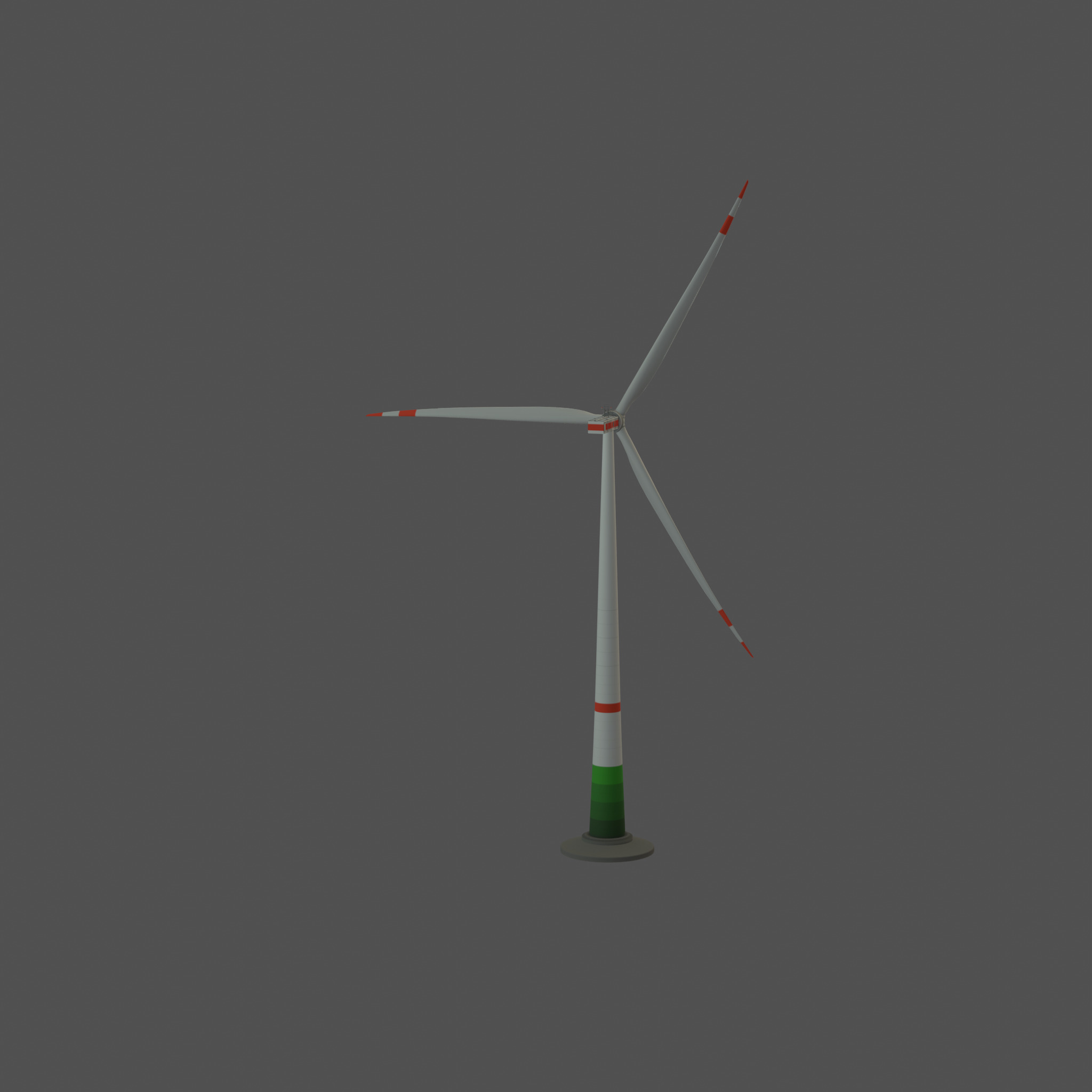 Wind turbine E1 H-132 RD 172 m with animation and Foundation Low-poly 3D model_32