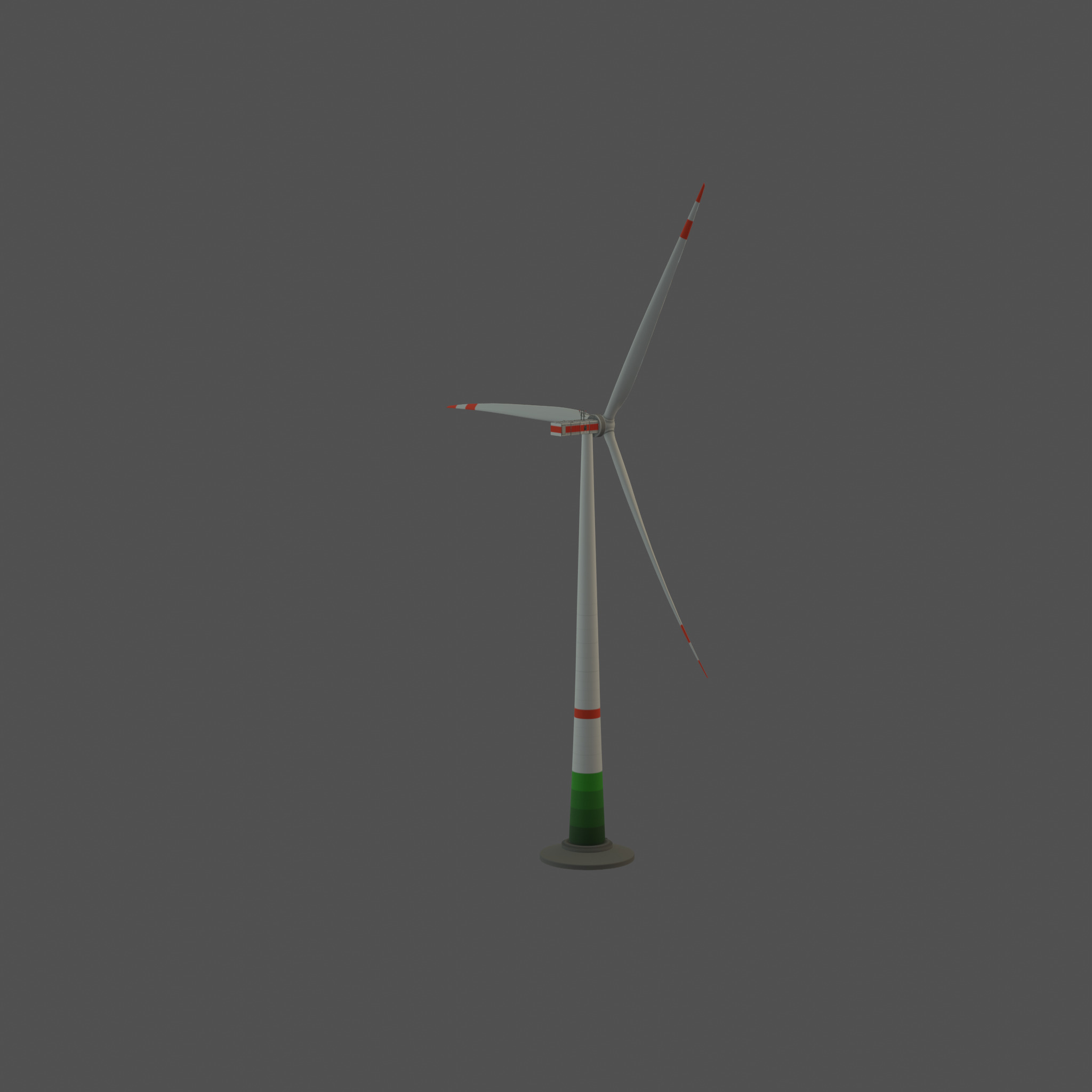 Wind turbine E1 H-132 RD 172 m with animation and Foundation Low-poly 3D model_67