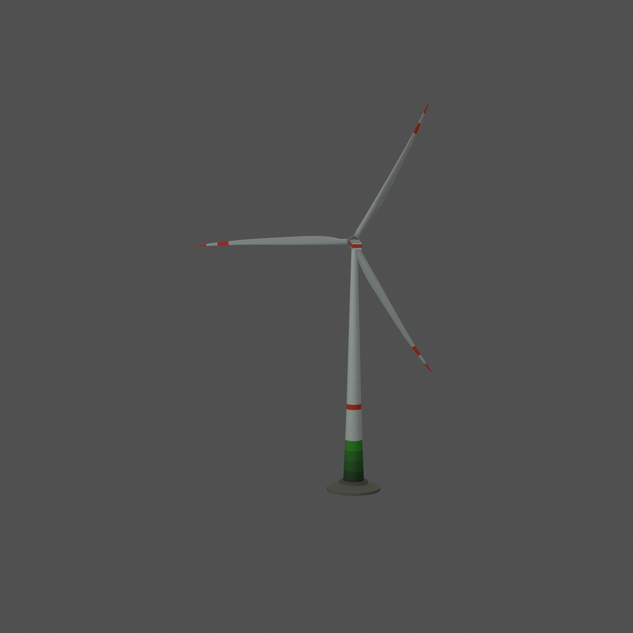 Wind turbine E1 H-132 RD 172 m with animation and Foundation Low-poly 3D model_50