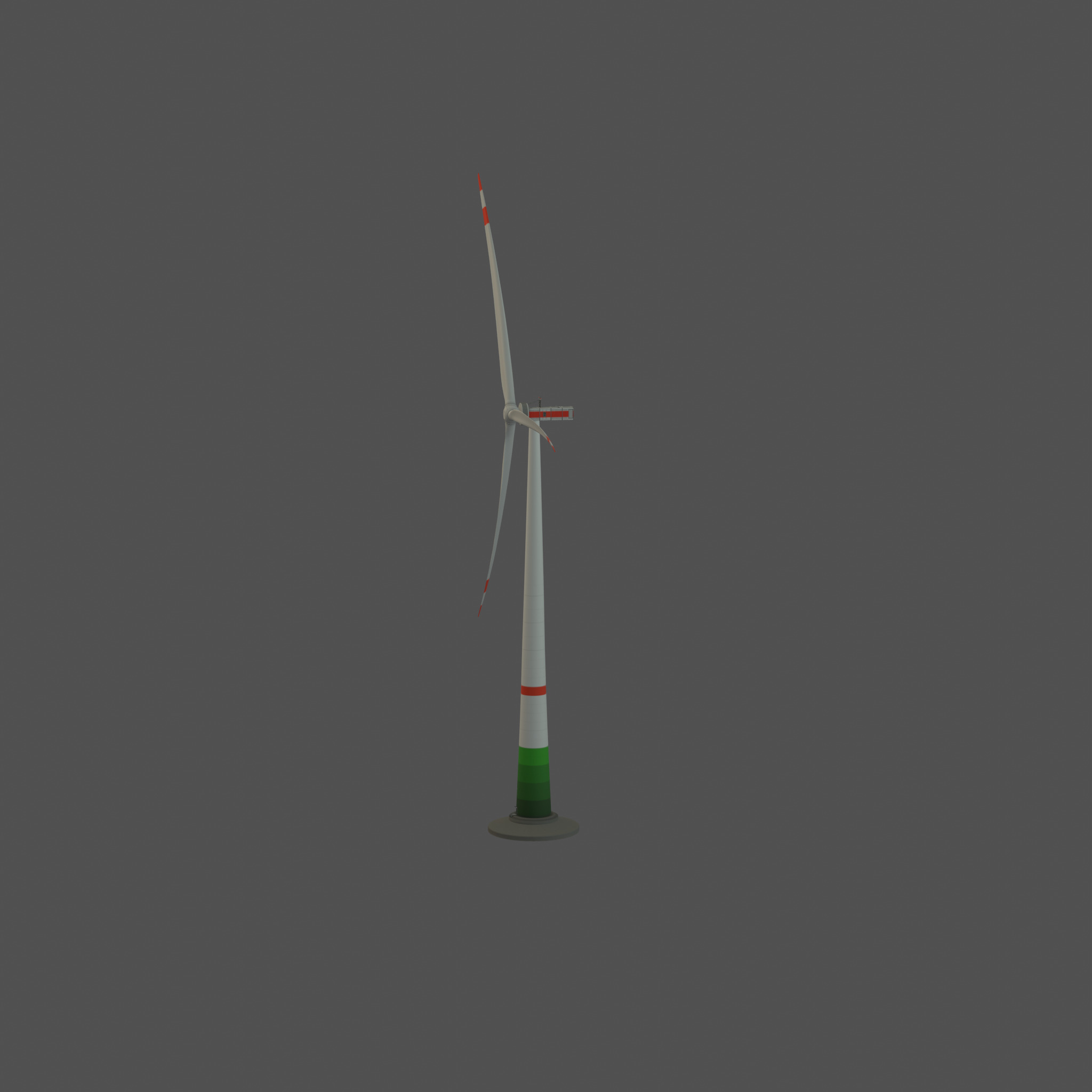 Wind turbine E1 H-132 RD 172 m with animation and Foundation Low-poly 3D model_42