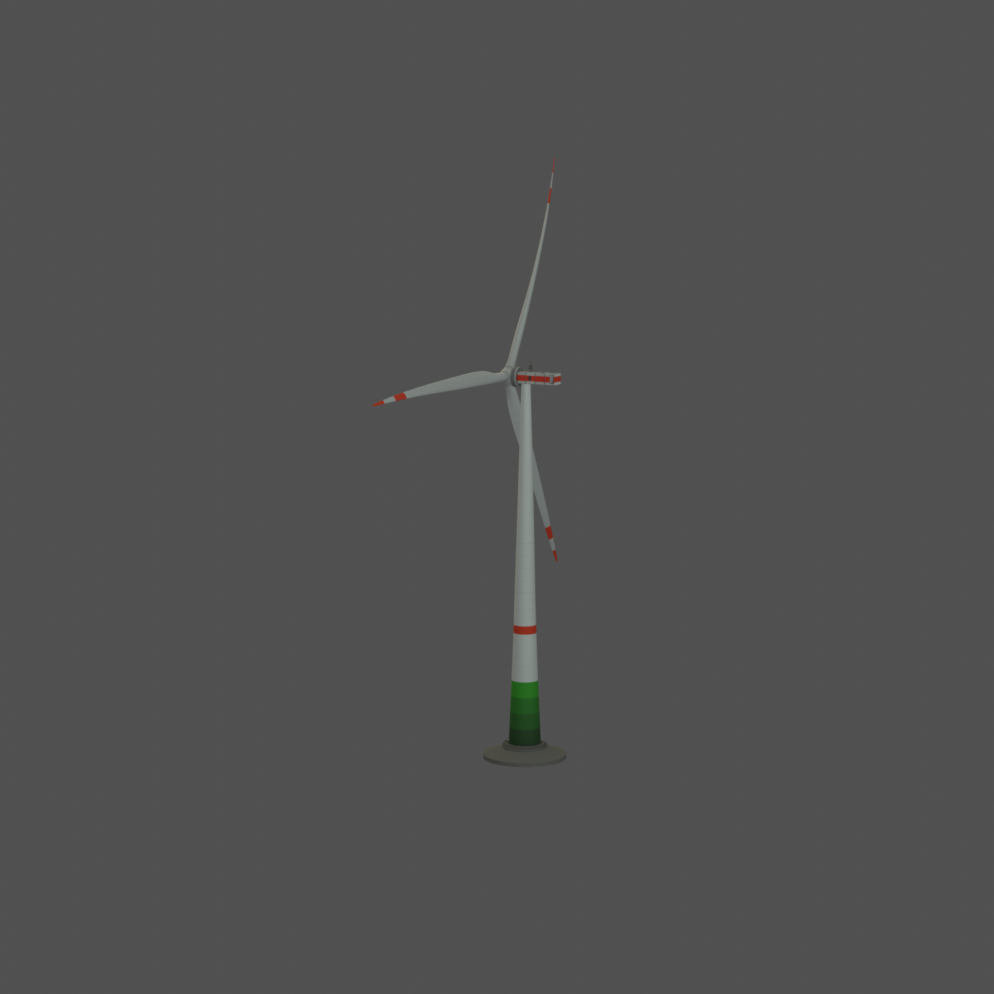 Wind turbine E1 H-132 RD 172 m with animation and Foundation Low-poly 3D model_44