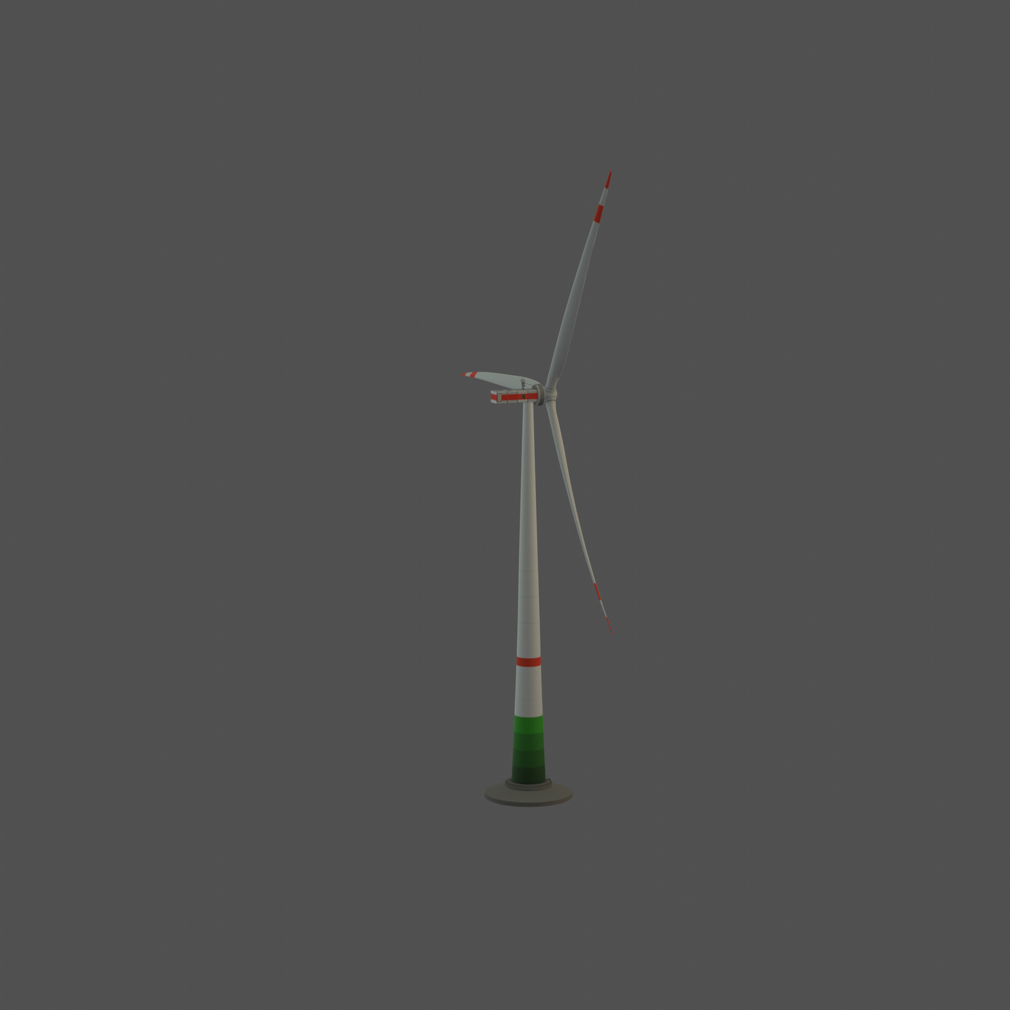 Wind turbine E1 H-132 RD 172 m with animation and Foundation Low-poly 3D model_24