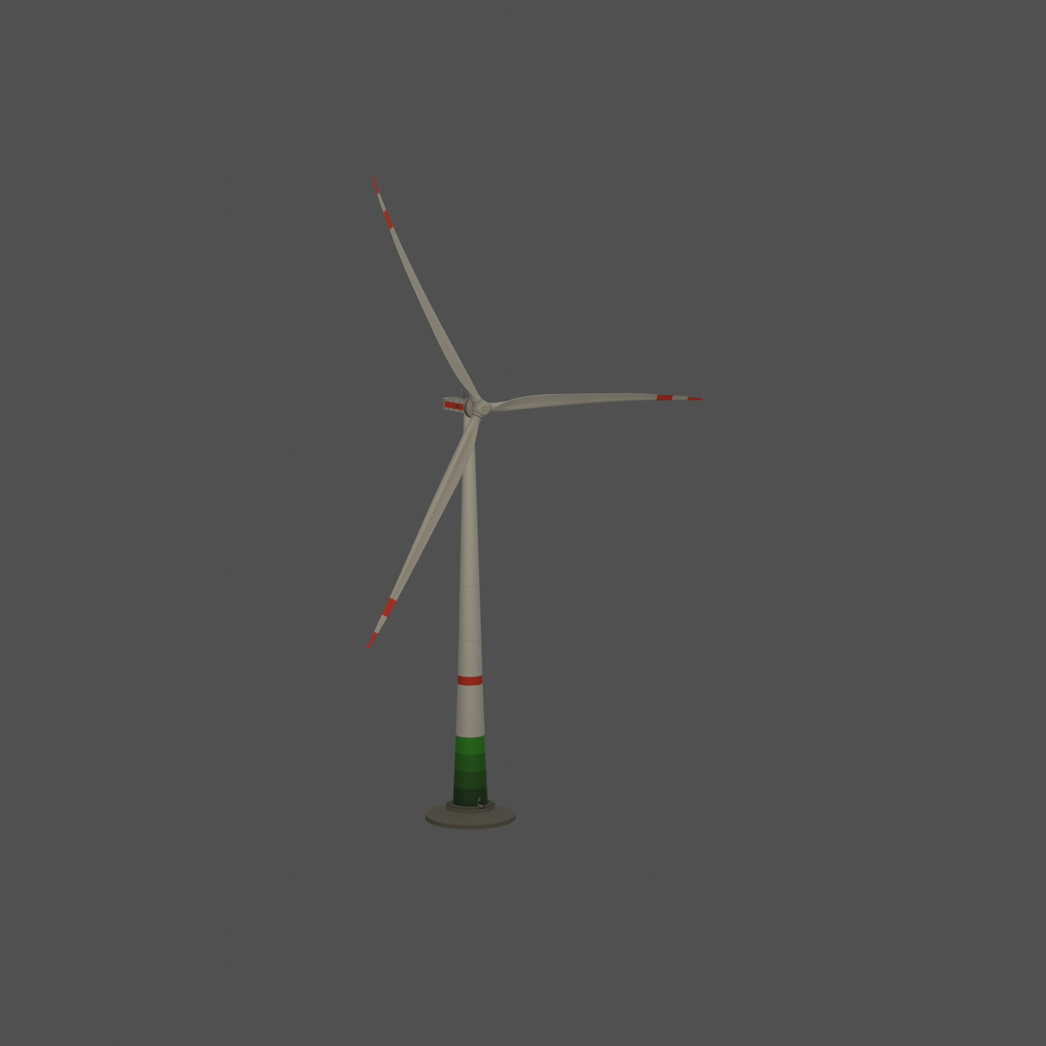 Wind turbine E1 H-132 RD 172 m with animation and Foundation Low-poly 3D model_35