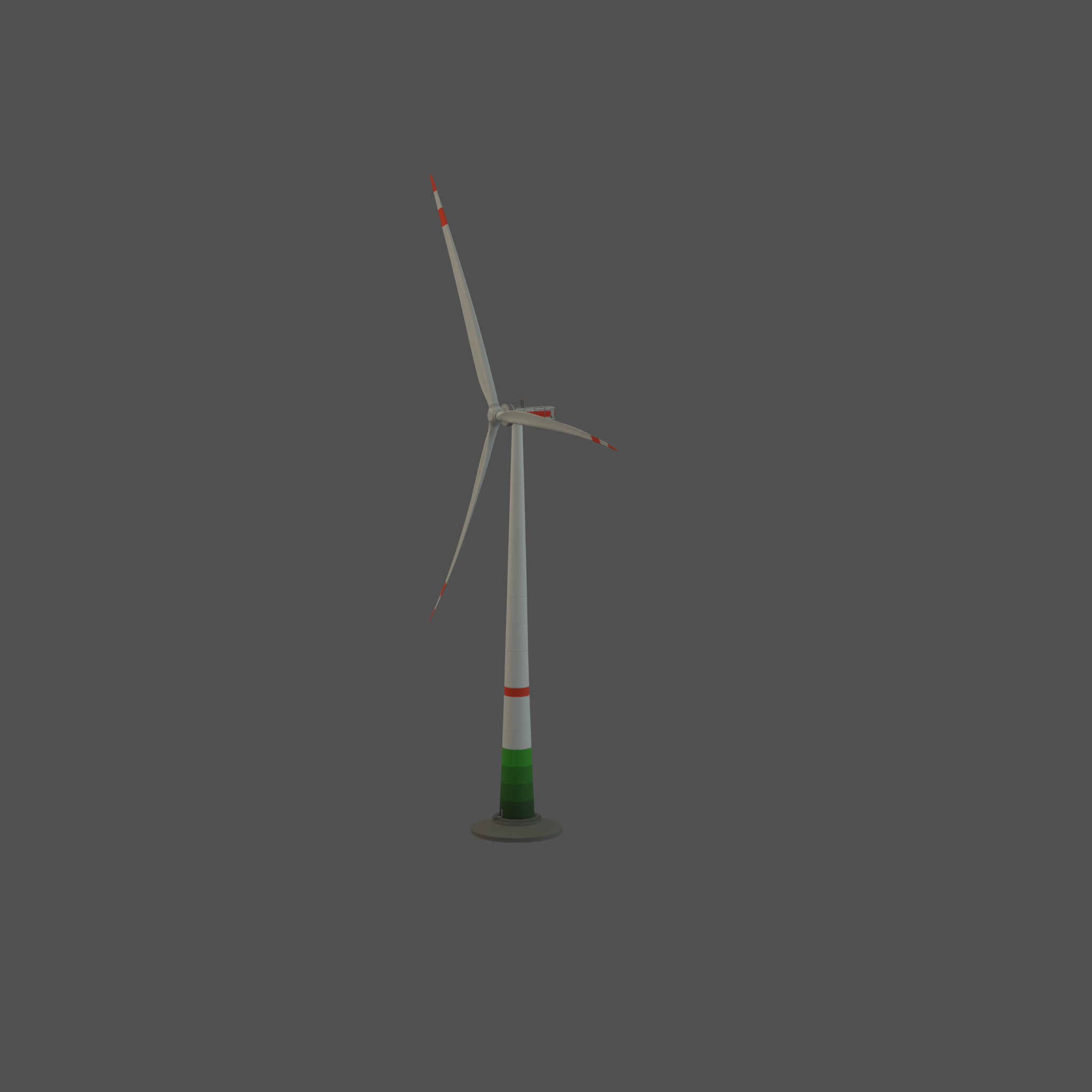 Wind turbine E1 H-132 RD 172 m with animation and Foundation Low-poly 3D model_52