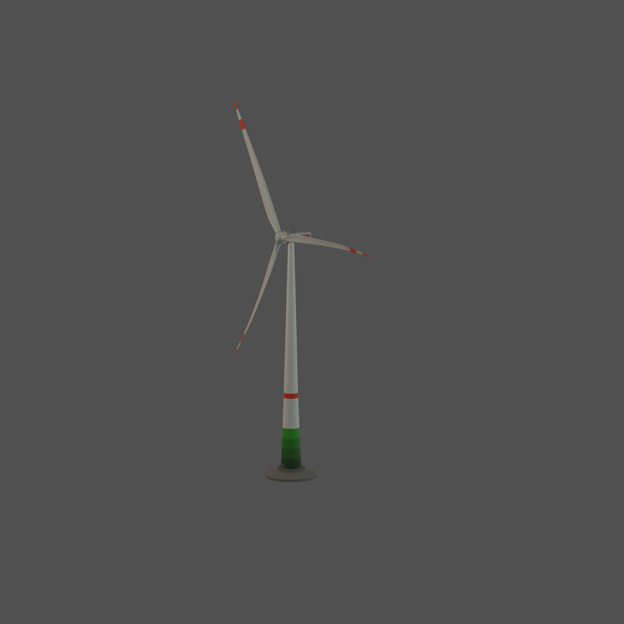 Wind turbine E1 H-132 RD 172 m with animation and Foundation Low-poly 3D model_29