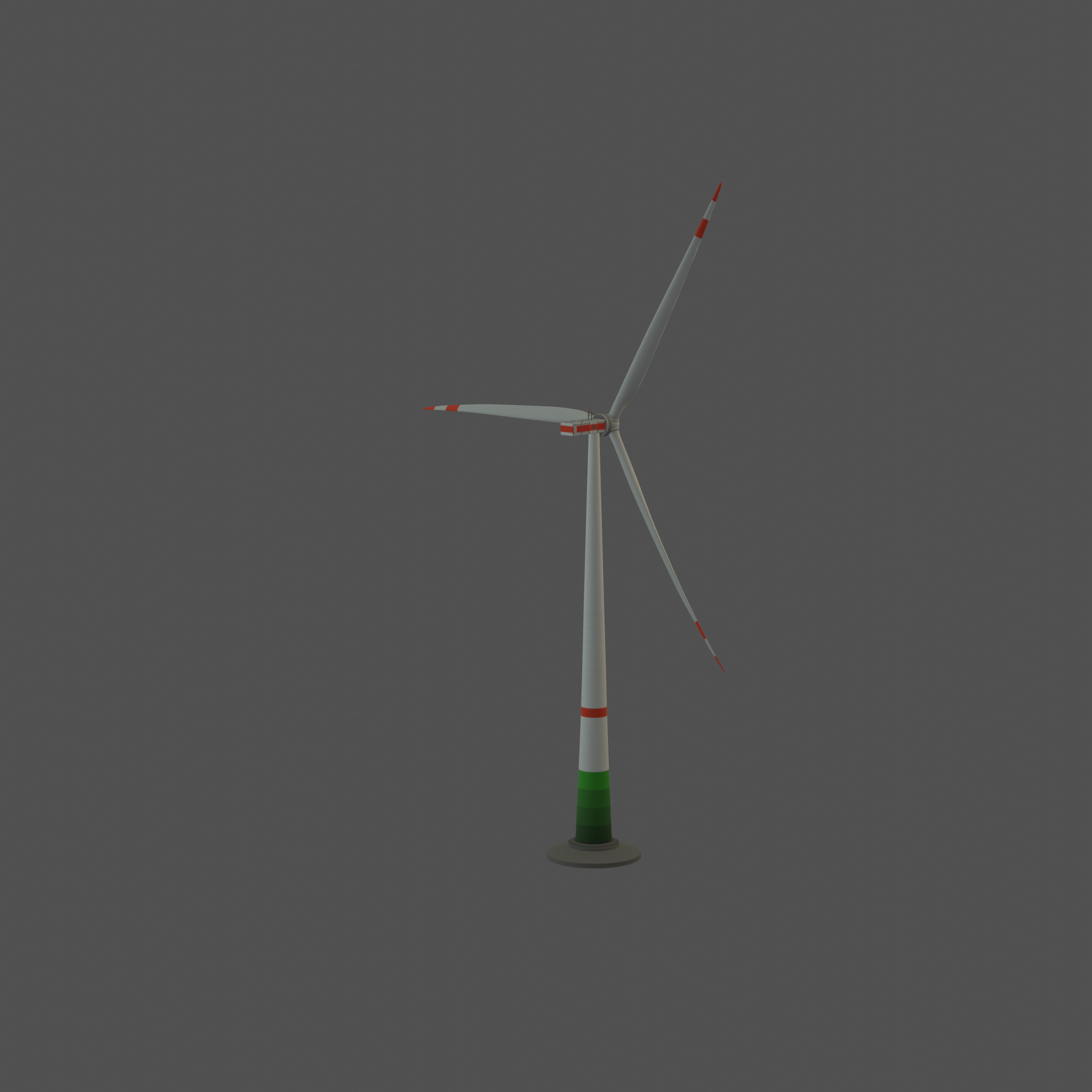 Wind turbine E1 H-132 RD 172 m with animation and Foundation Low-poly 3D model_60