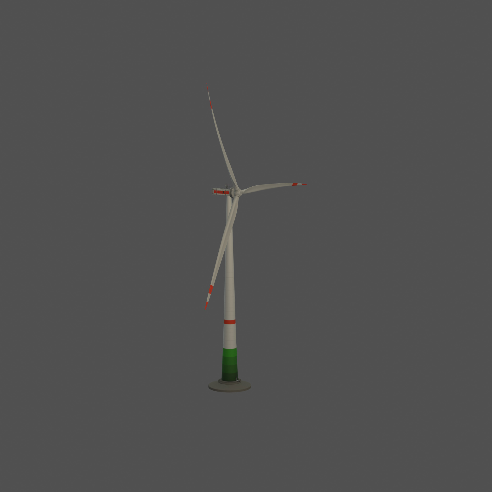 Wind turbine E1 H-132 RD 172 m with animation and Foundation Low-poly 3D model_69