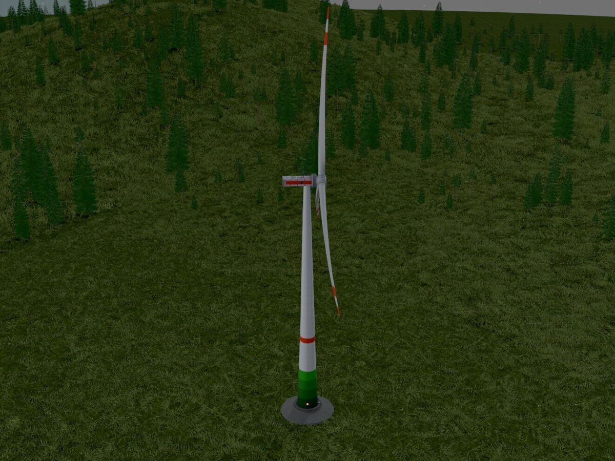 Wind turbine E1 H-132 RD 172 m with animation and Foundation Low-poly 3D model_16