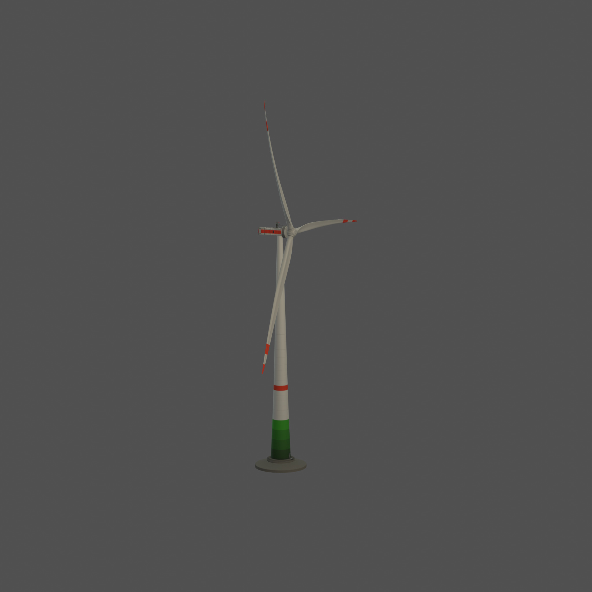 Wind turbine E1 H-132 RD 172 m with animation and Foundation Low-poly 3D model_41