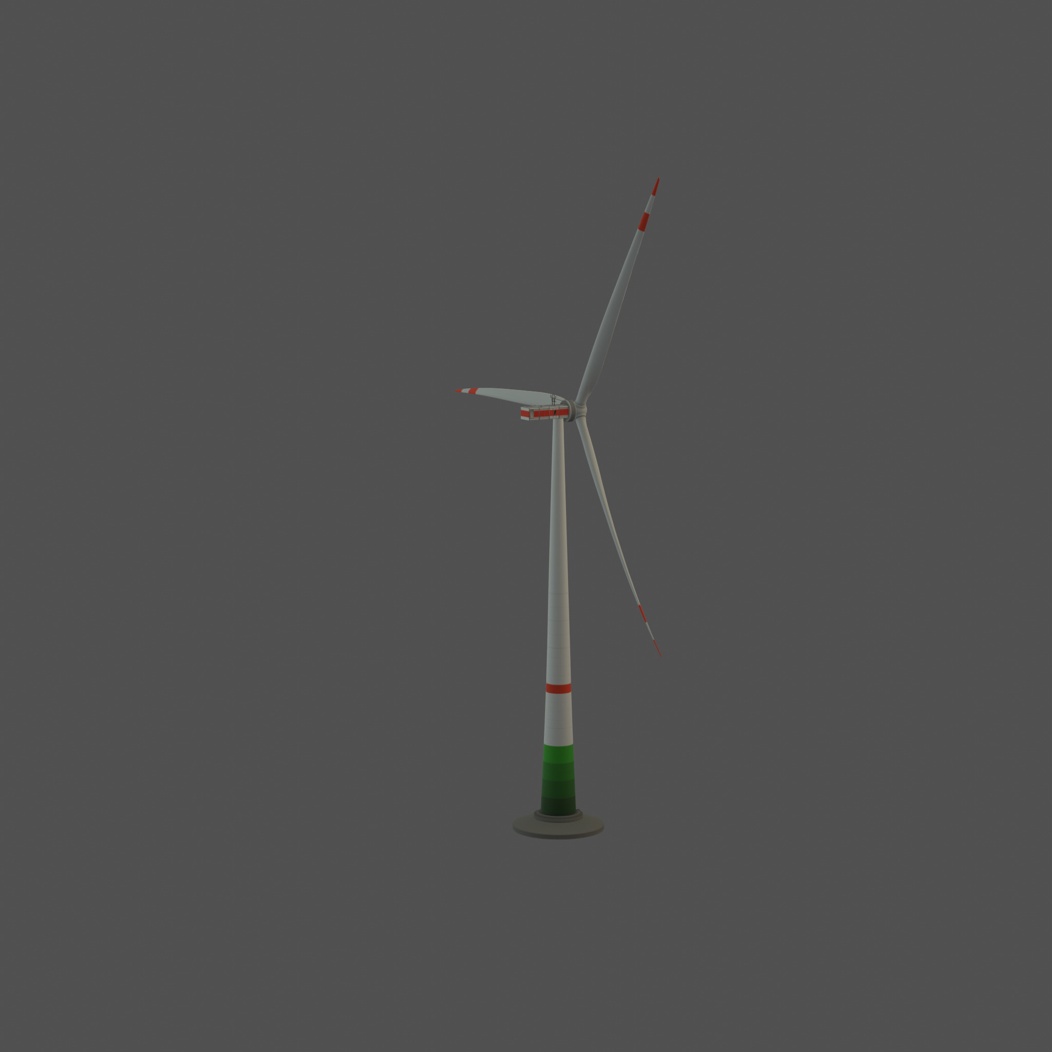 Wind turbine E1 H-132 RD 172 m with animation and Foundation Low-poly 3D model_21
