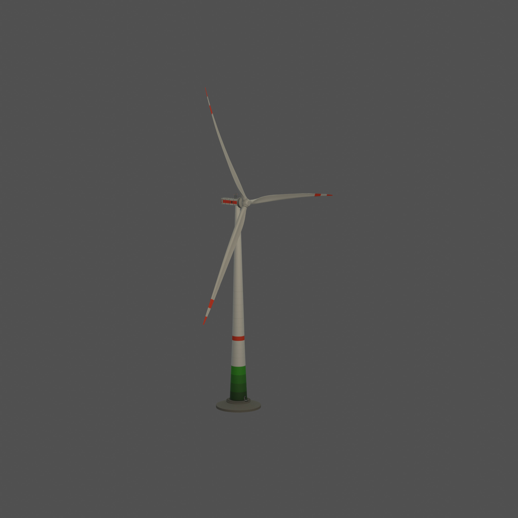 Wind turbine E1 H-132 RD 172 m with animation and Foundation Low-poly 3D model_36