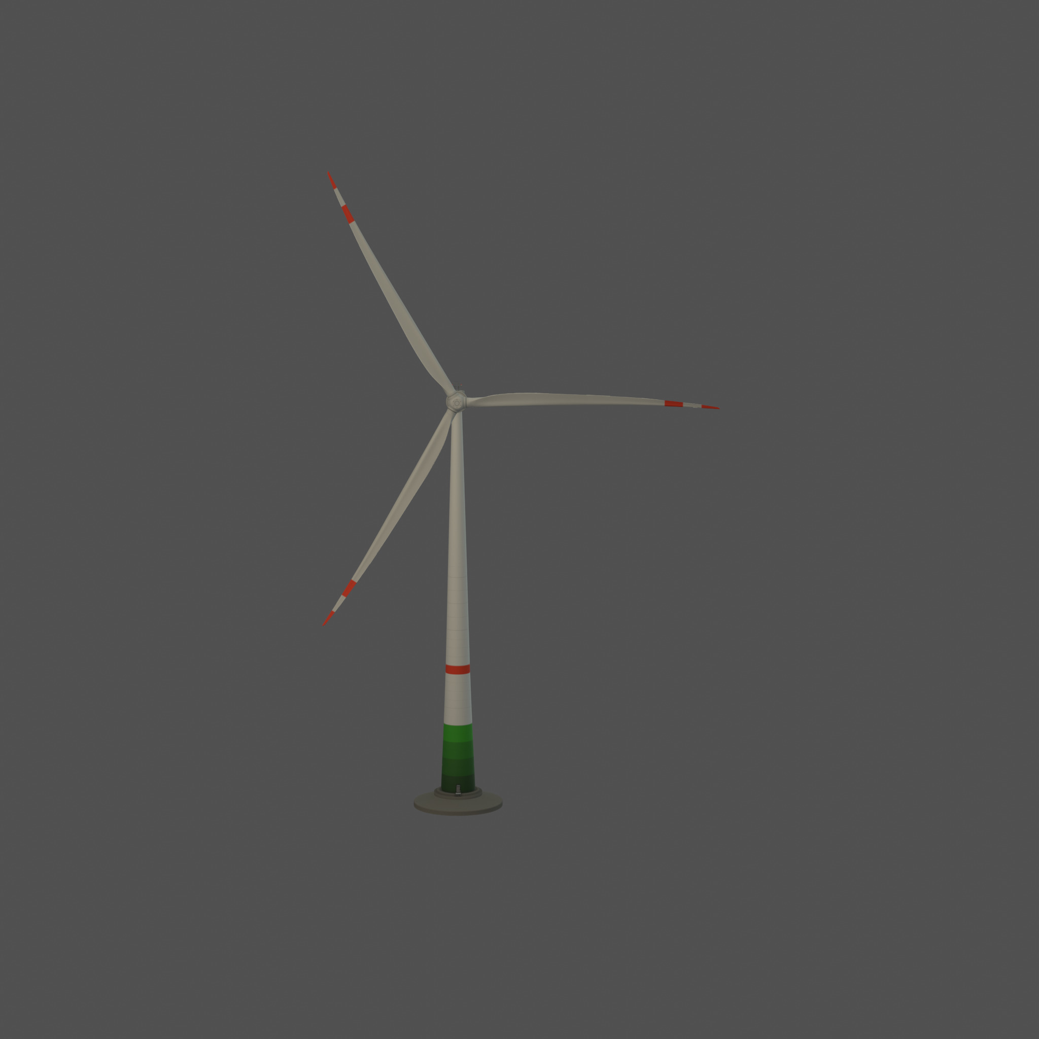 Wind turbine E1 H-132 RD 172 m with animation and Foundation Low-poly 3D model_30