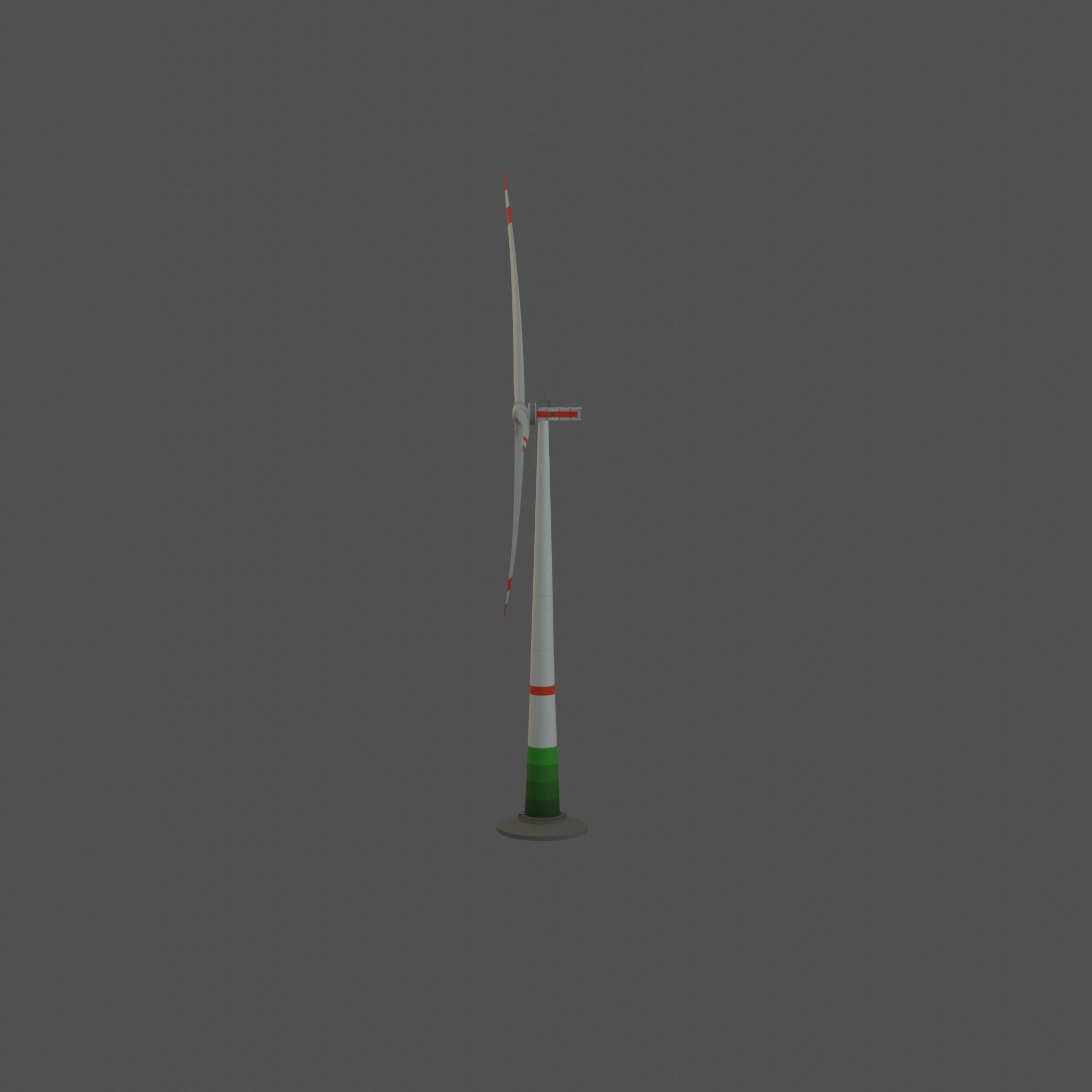Wind turbine E1 H-132 RD 172 m with animation and Foundation Low-poly 3D model_34