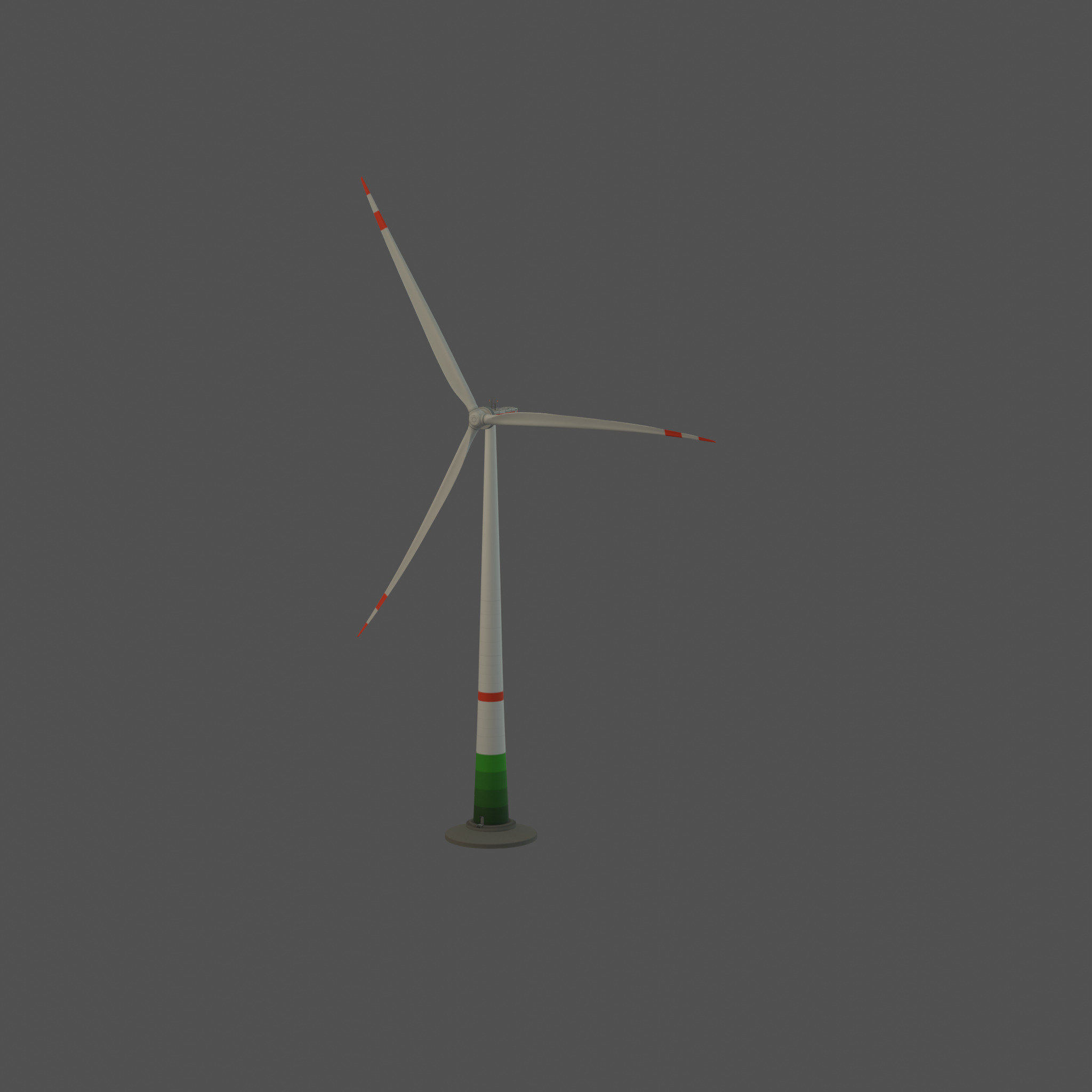 Wind turbine E1 H-132 RD 172 m with animation and Foundation Low-poly 3D model_40