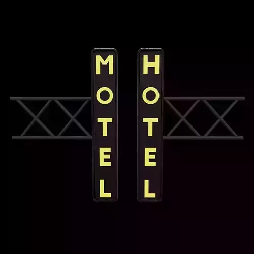 hotel motel neon sign 3D model