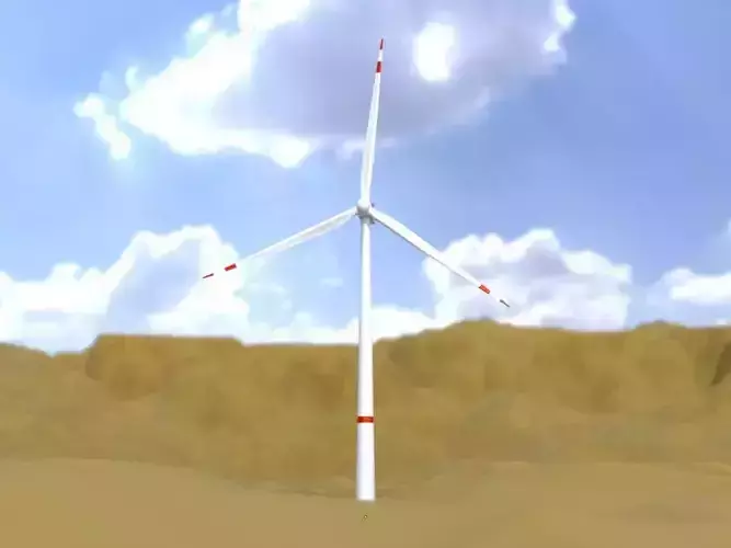 Wind turbine V1 H-138 RD 162m Animation and Foundation Low-poly 3D model