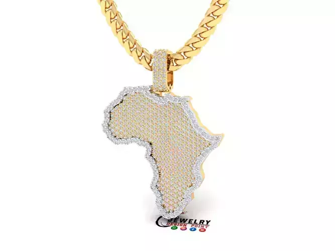 Custom  Africa Contry Map Pendant - Africa Diamond Necklace 