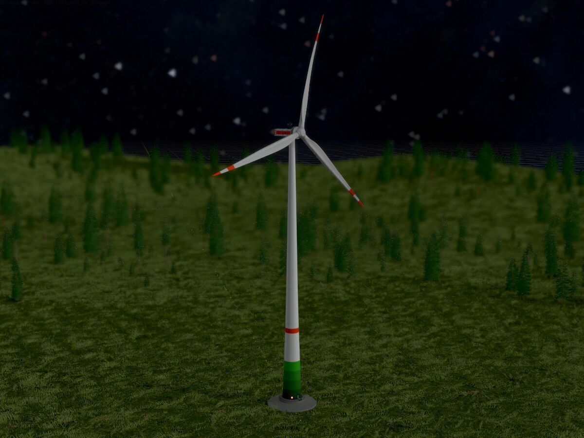 Wind turbine E1 H-160 RD 138m Animation and Foundation Low-poly 3D model_17