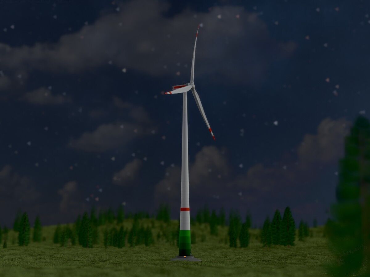 Wind turbine E1 H-160 RD 138m Animation and Foundation Low-poly 3D model_20