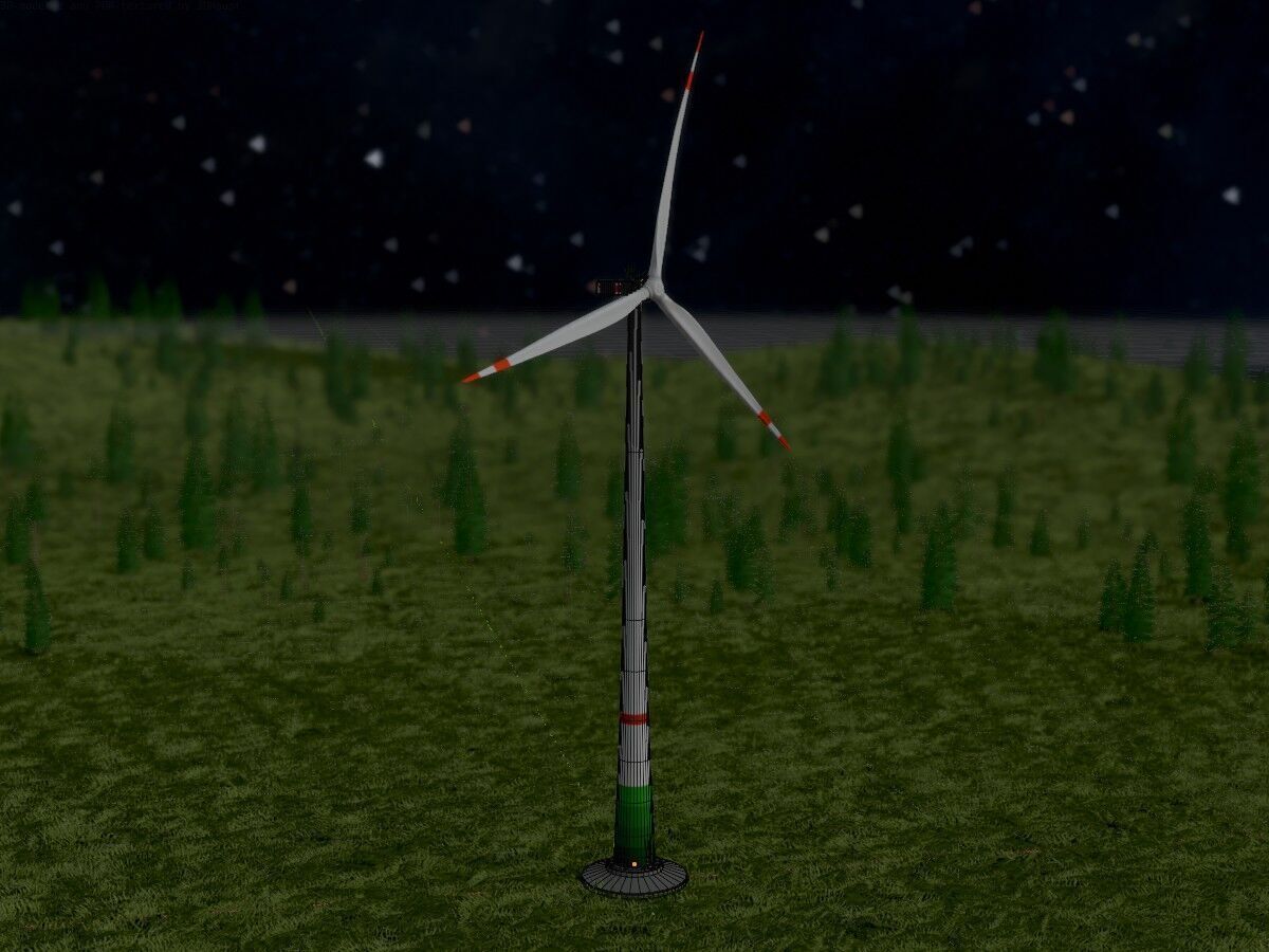 Wind turbine E1 H-160 RD 138m Animation and Foundation Low-poly 3D model_8