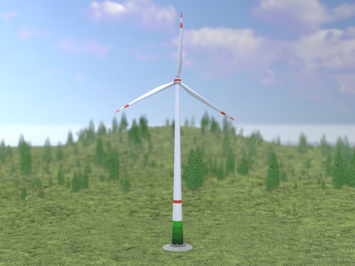 Wind turbine E1 H-160 RD 138m Animation and Foundation Low-poly 3D model_15