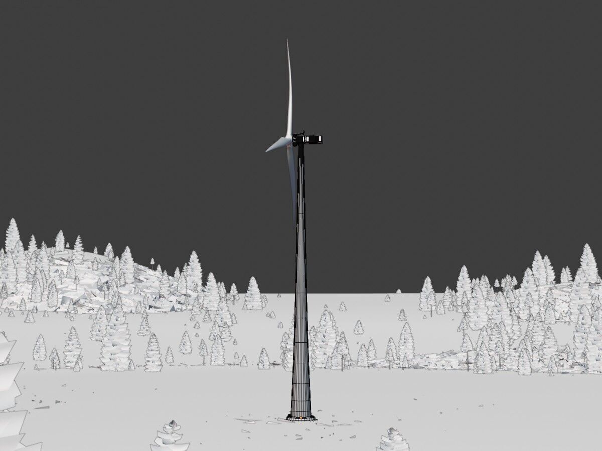 Wind turbine E1 H-160 RD 138m Animation and Foundation Low-poly 3D model_10