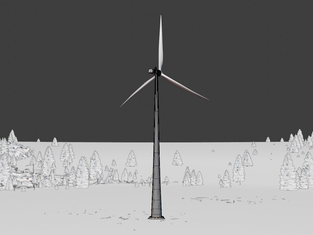 Wind turbine E1 H-160 RD 138m Animation and Foundation Low-poly 3D model_11