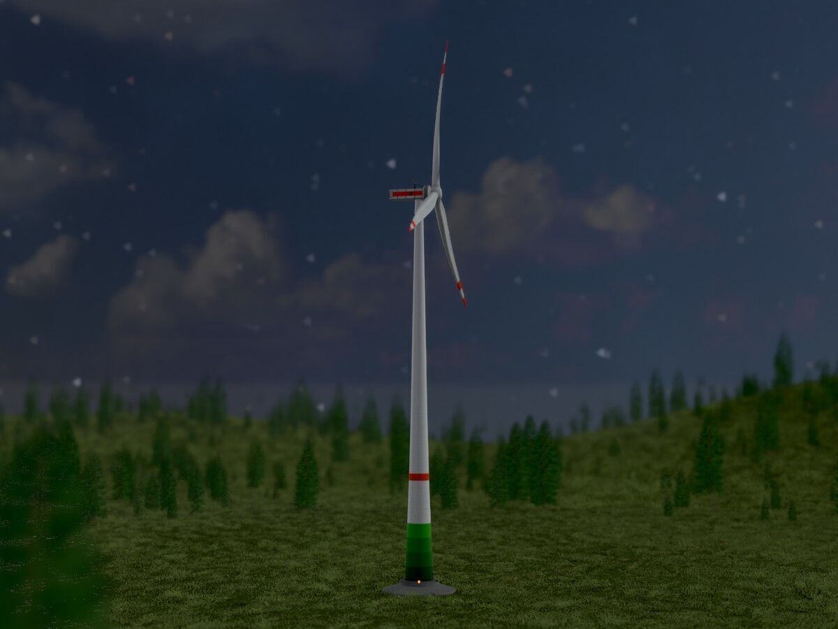 Wind turbine E1 H-160 RD 138m Animation and Foundation Low-poly 3D model_4