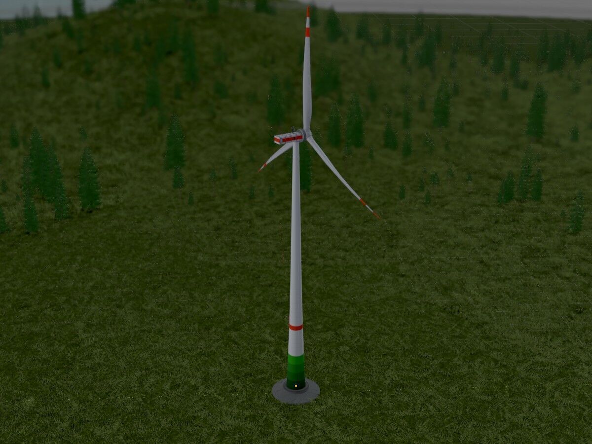 Wind turbine E1 H-160 RD 138m Animation and Foundation Low-poly 3D model_16