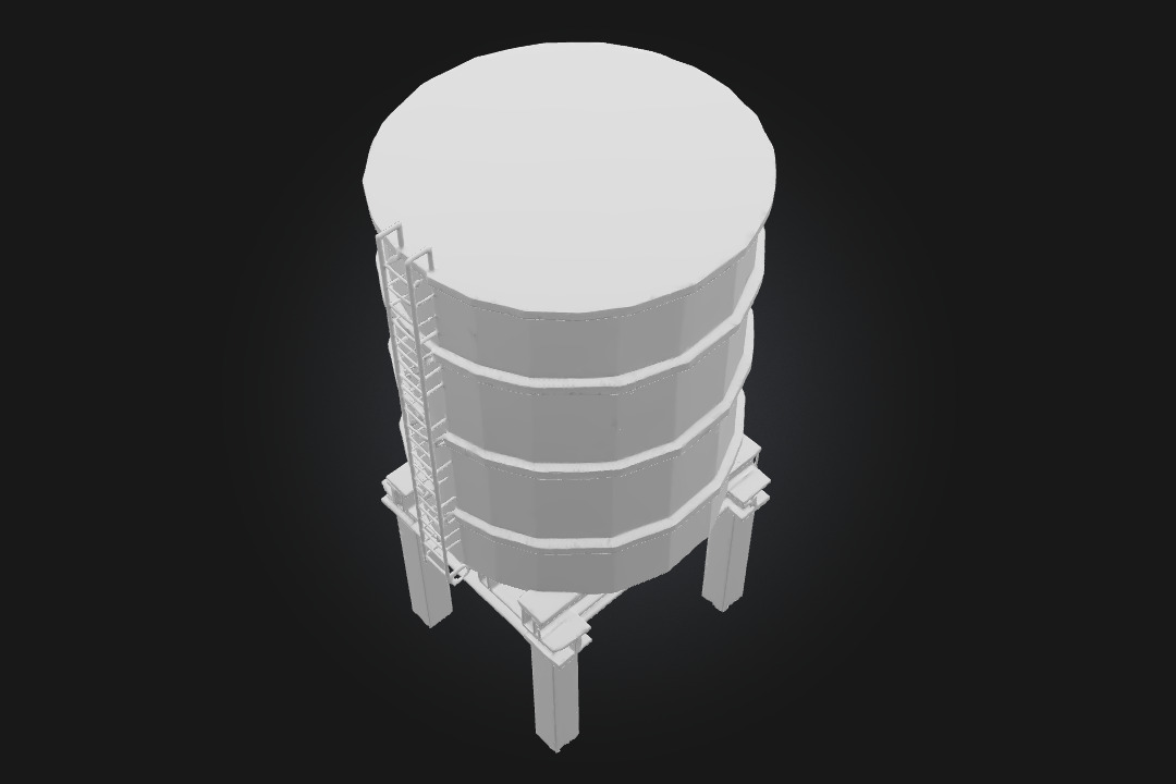 Reservoir Tower  Elevated Utility with Industrial Character 3D model_8